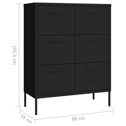 Lady Jillian -  Drawer Cabinet Black 80x35x101,5 cm Steel